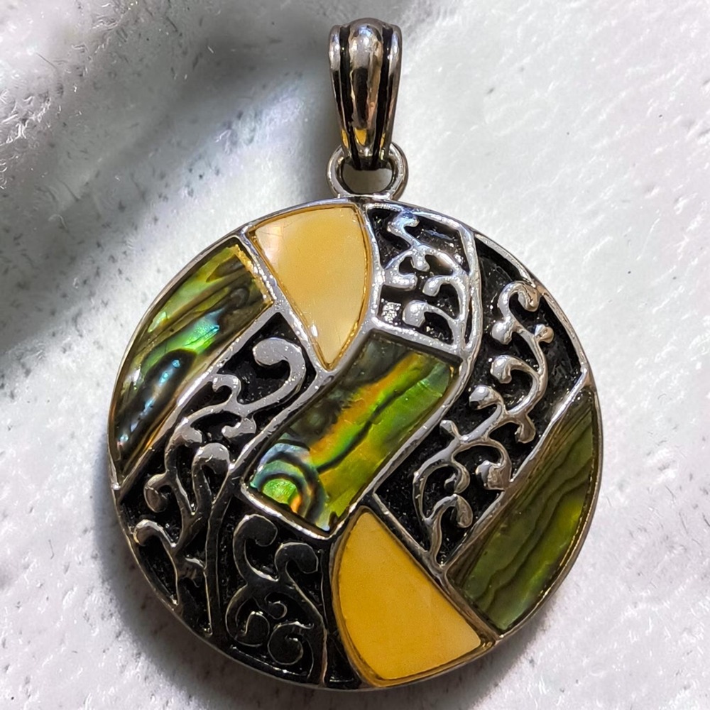 Retired Lia Sophia Abalone Mosaic Pendant